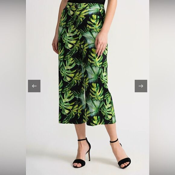 Joseph Ribkoff Cropped Monstera Print Pants NWOT - Picture 1 of 7